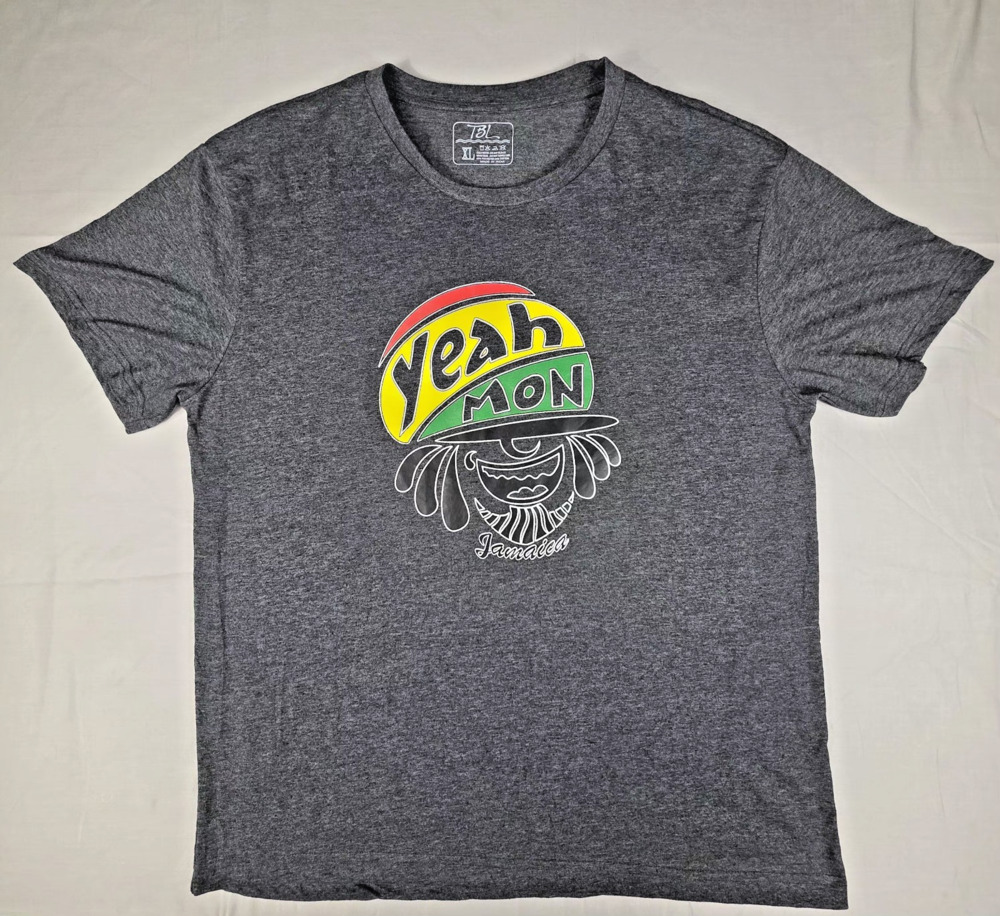 TBL Jamaica "Yeah Mon" Graphic T-Shirt Gray Heather XL - Caribbean Souvenir